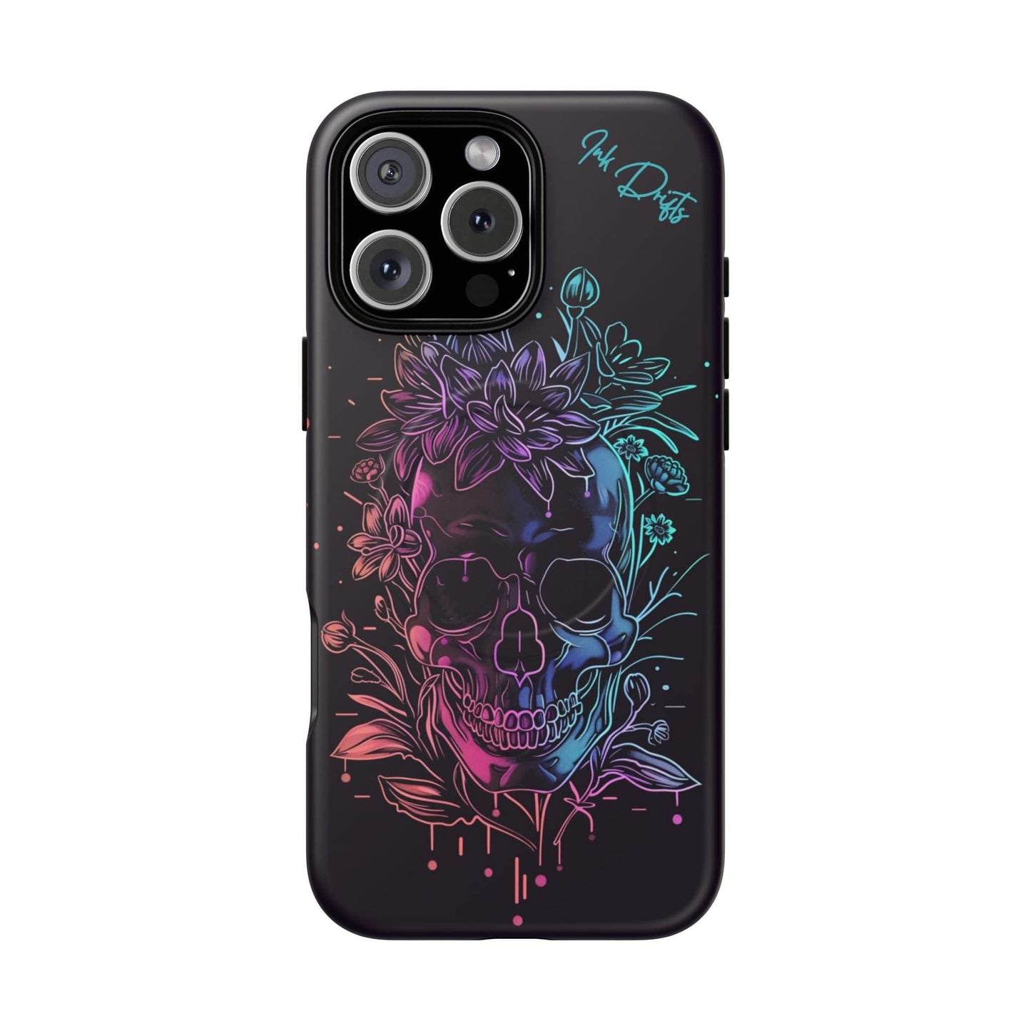 iPhone 16 Pro Max Matte Phone Case - Neon Skull | MagSafe iPhone Case