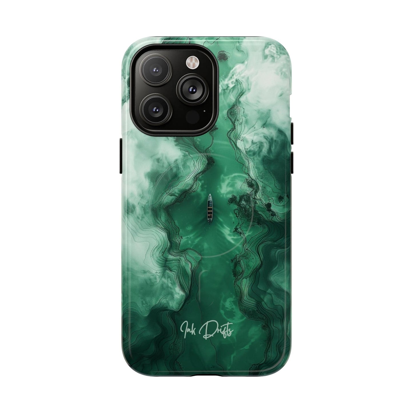 iPhone 14 Pro Max Glossy Phone Case - Emerald Voyage | MagSafe iPhone Case