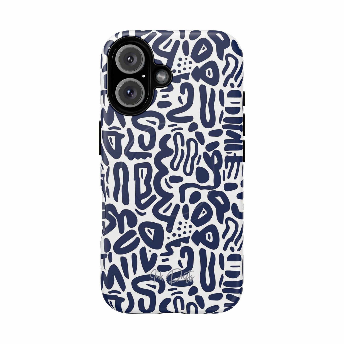 iPhone 16 Matte Phone Case - Indigo Doodle | MagSafe iPhone Case