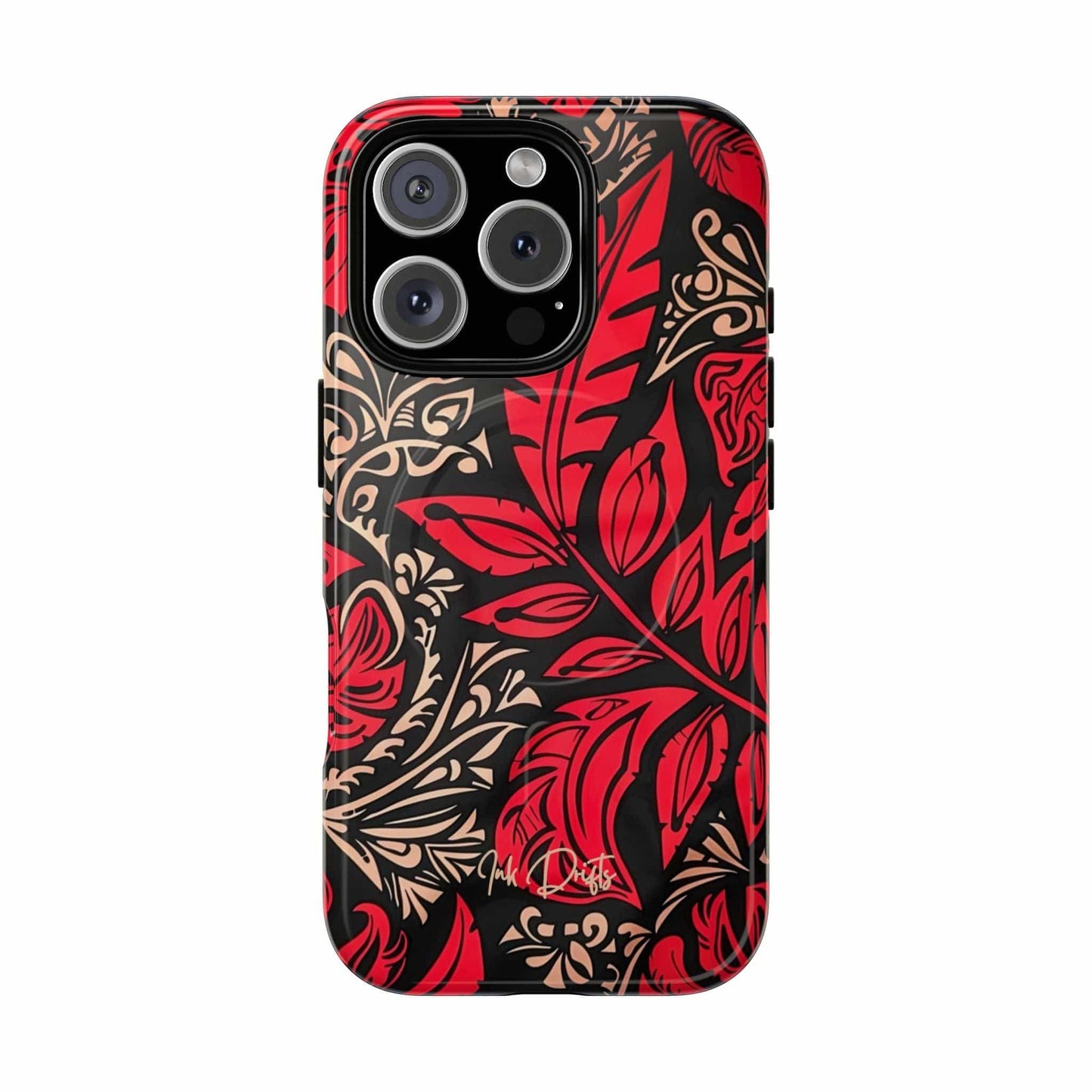 iPhone 16 Pro Glossy Phone Case - Crimson Foliage | MagSafe iPhone Case