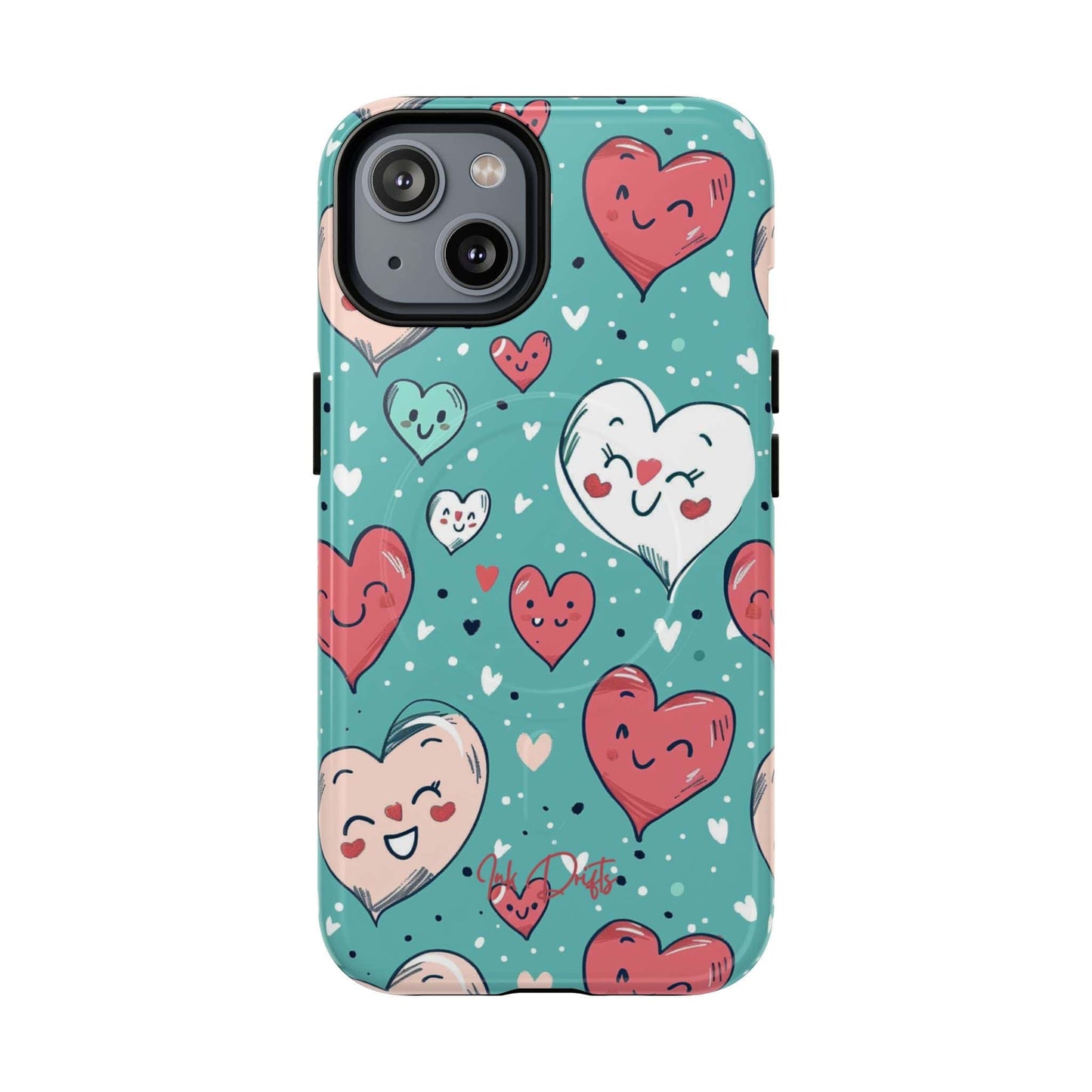 iPhone 14 Glossy Phone Case - Happy Hearts | MagSafe iPhone Case