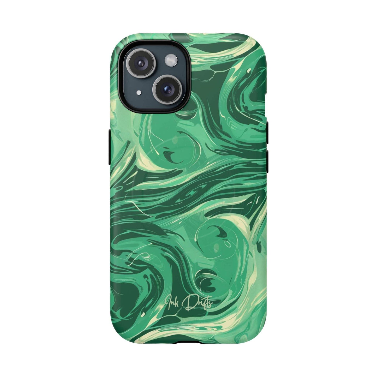 iPhone 15 Matte Phone Case - Emerald Swirl | MagSafe iPhone Case