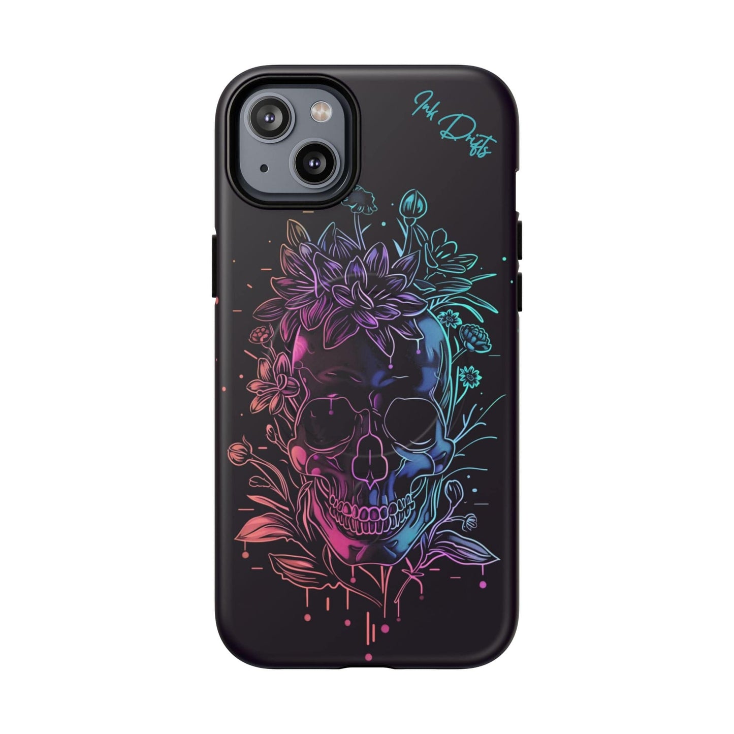 iPhone 14 Plus Matte Phone Case - Neon Skull | MagSafe iPhone Case