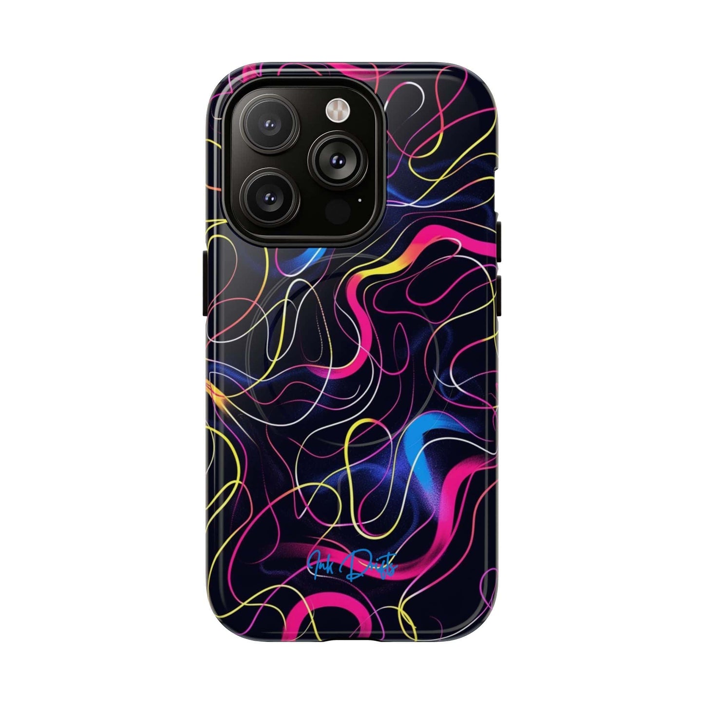 iPhone 14 Pro Glossy Phone Case - Neon Tangles | MagSafe iPhone Case