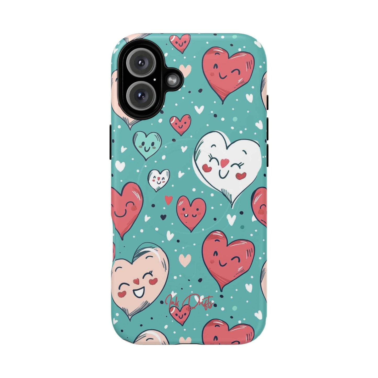 iPhone 16 Plus Matte Phone Case - Happy Hearts | MagSafe iPhone Case