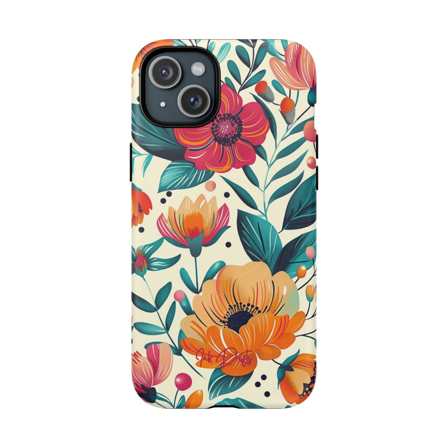 iPhone 15 Plus Matte Phone Case - Floral Garden | MagSafe iPhone Case