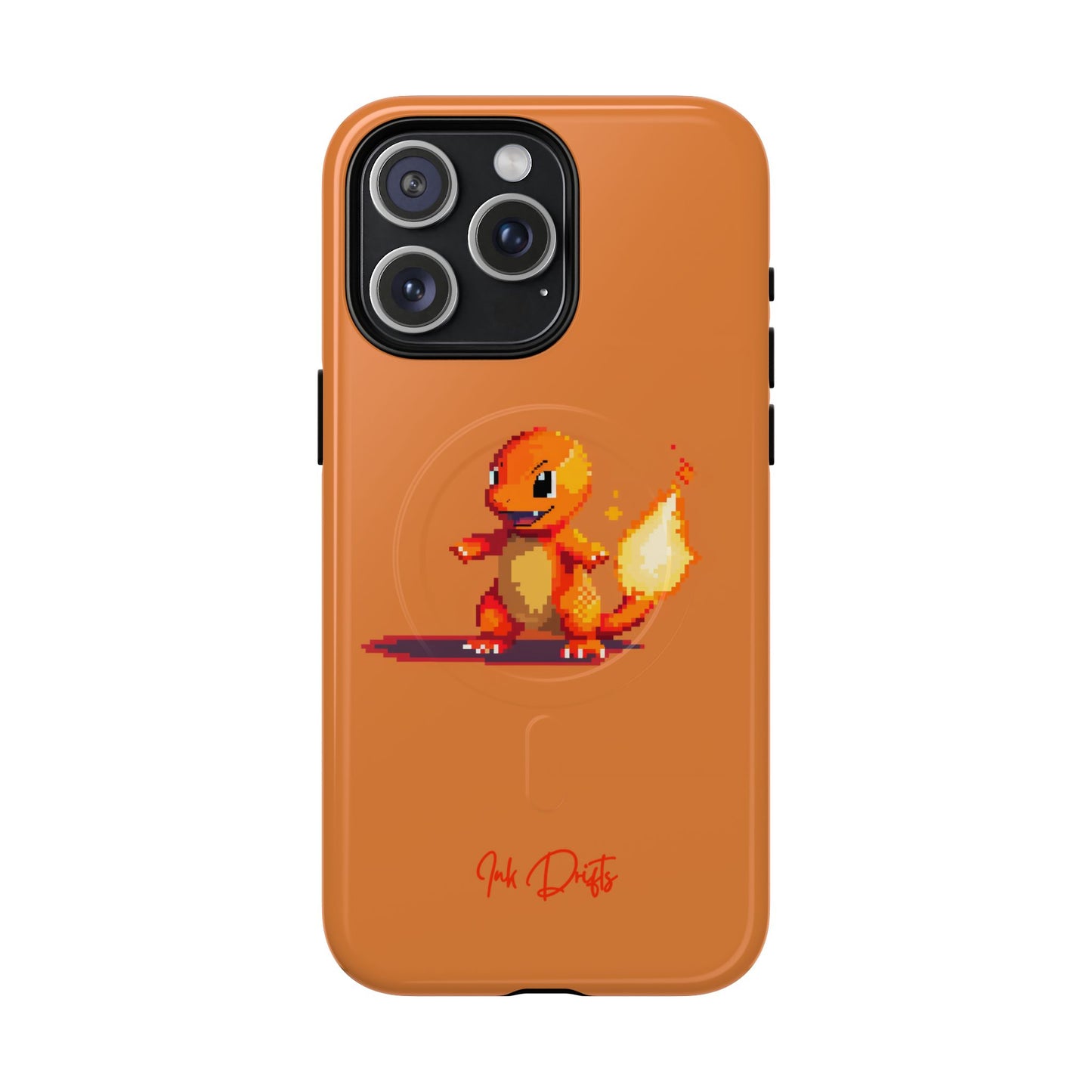 iPhone 15 Pro Max Glossy Phone Case - Pixel Charmander | MagSafe iPhone Case