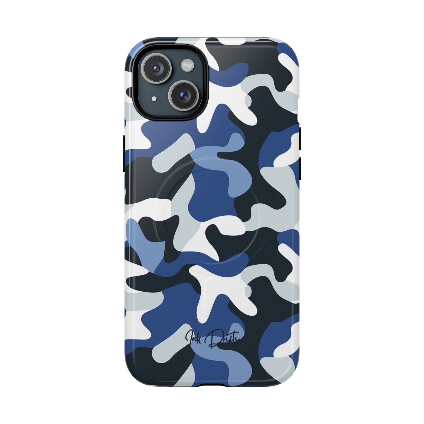 iPhone 15 Plus Glossy Phone Case - Arctic Camo | MagSafe iPhone Case