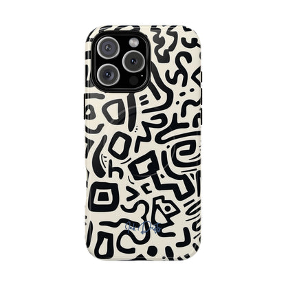 iPhone 16 Pro Max Glossy Phone Case - Abstract Doodle | MagSafe iPhone Case