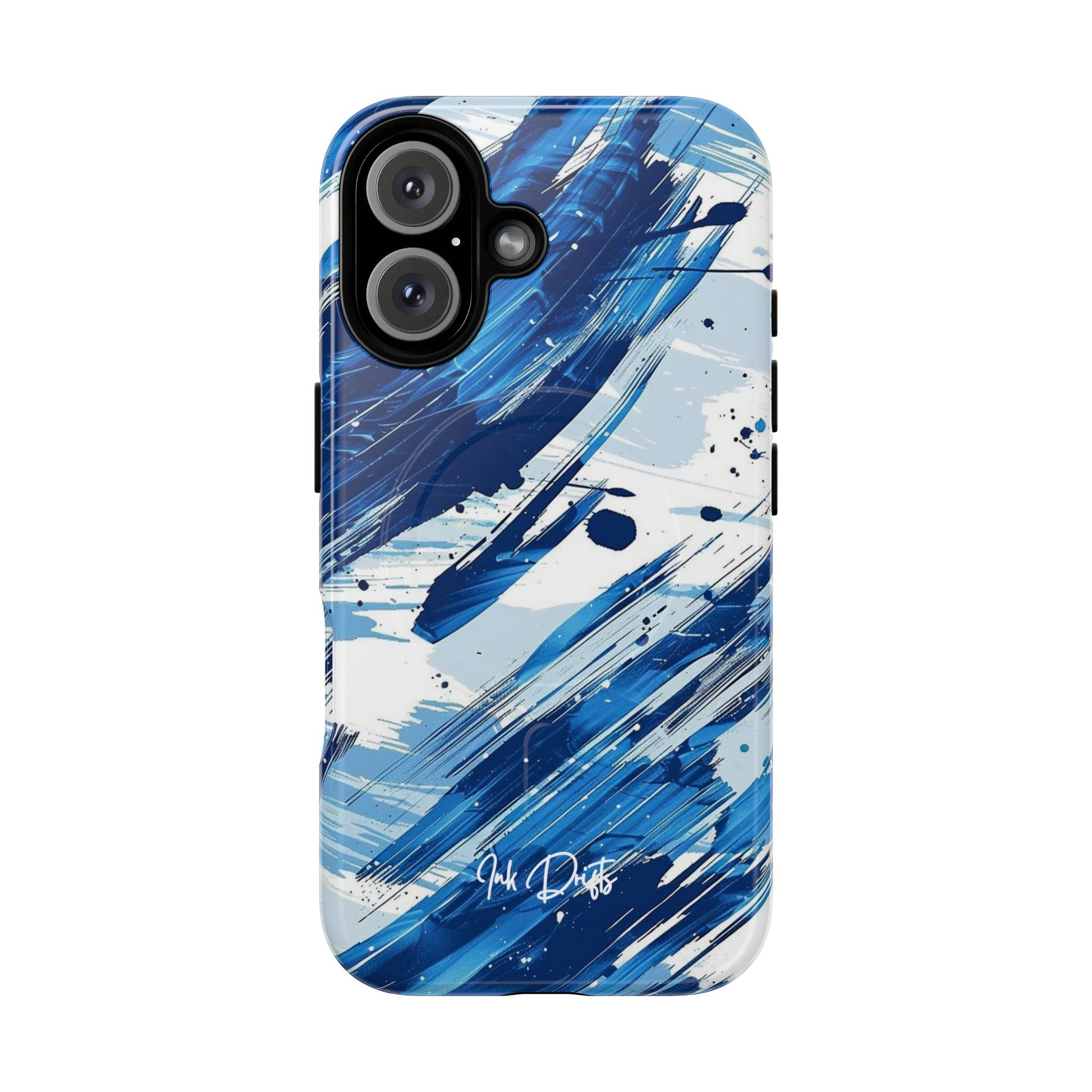 iPhone 16 Glossy Phone Case - Azure Strokes | MagSafe iPhone Case