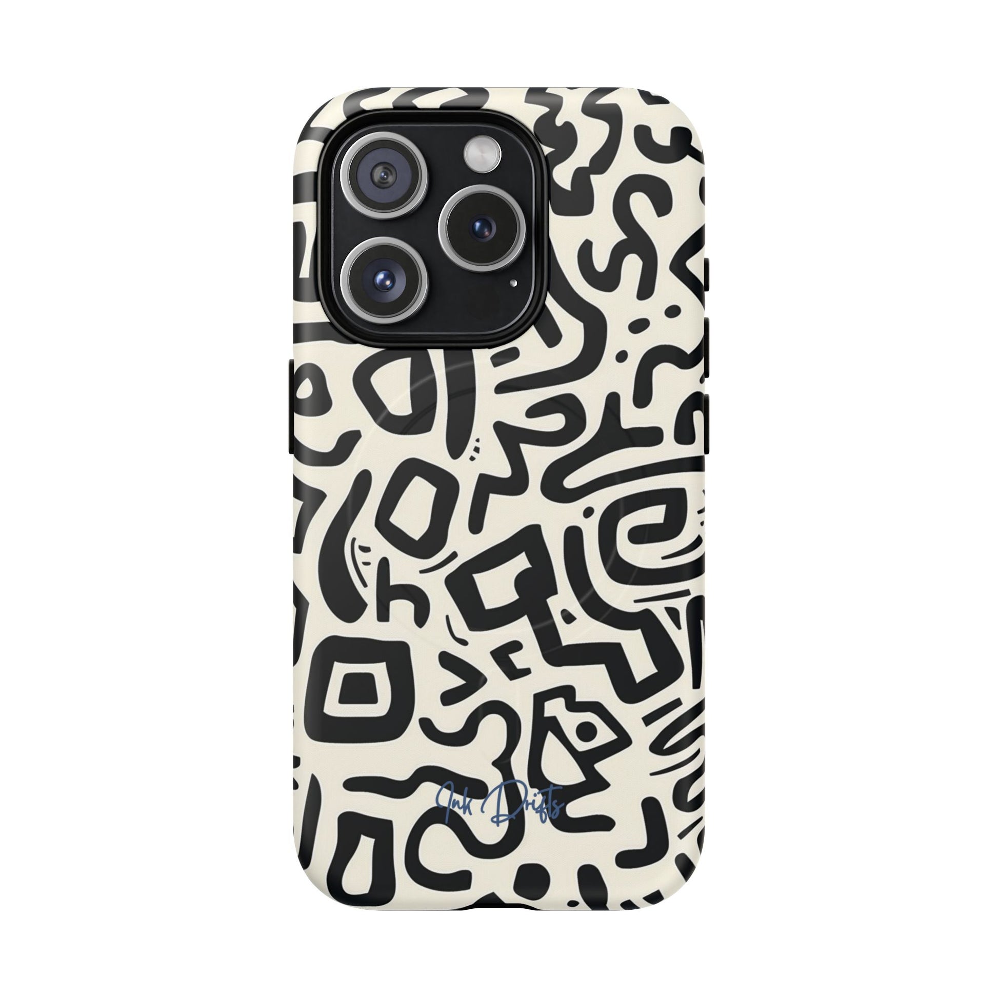 iPhone 15 Pro Matte Phone Case - Abstract Doodle | MagSafe iPhone Case