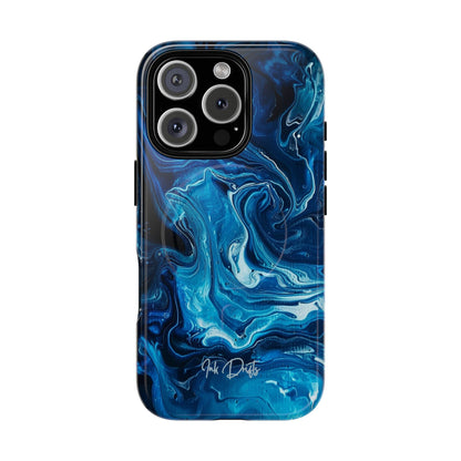 iPhone 16 Pro Glossy Phone Case - Blue Swirl | MagSafe iPhone Case