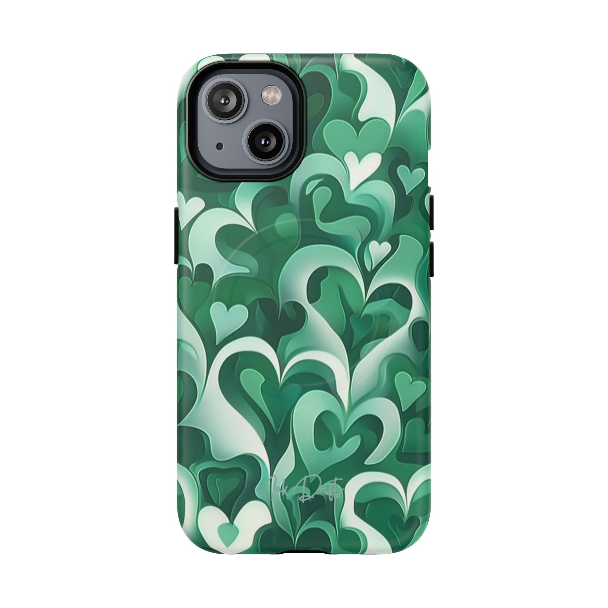 iPhone 14 Matte Phone Case - Emerald Love | MagSafe iPhone Case