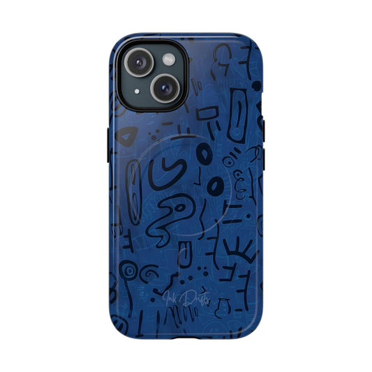 iPhone 15 Glossy Phone Case - Nocturnal Scribbles | MagSafe iPhone Case