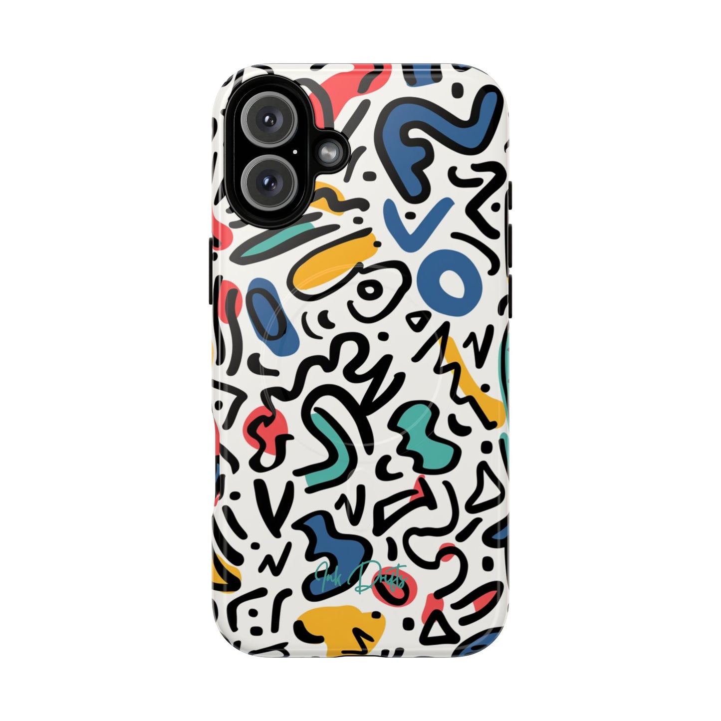 iPhone 16 Plus Glossy Phone Case - Playful Doodles | MagSafe iPhone Case