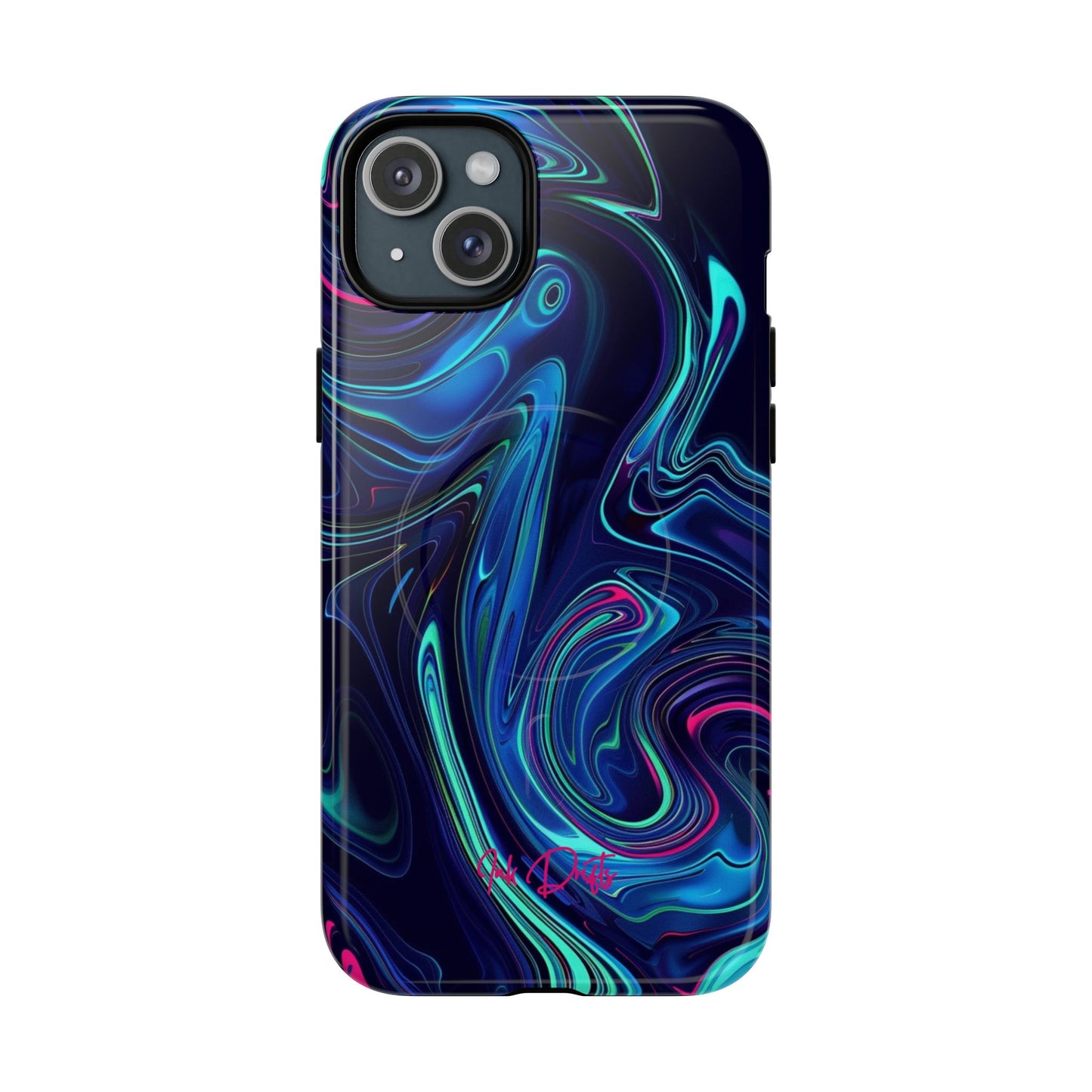 iPhone 15 Plus Glossy Phone Case - Neon Abyss | MagSafe iPhone Case