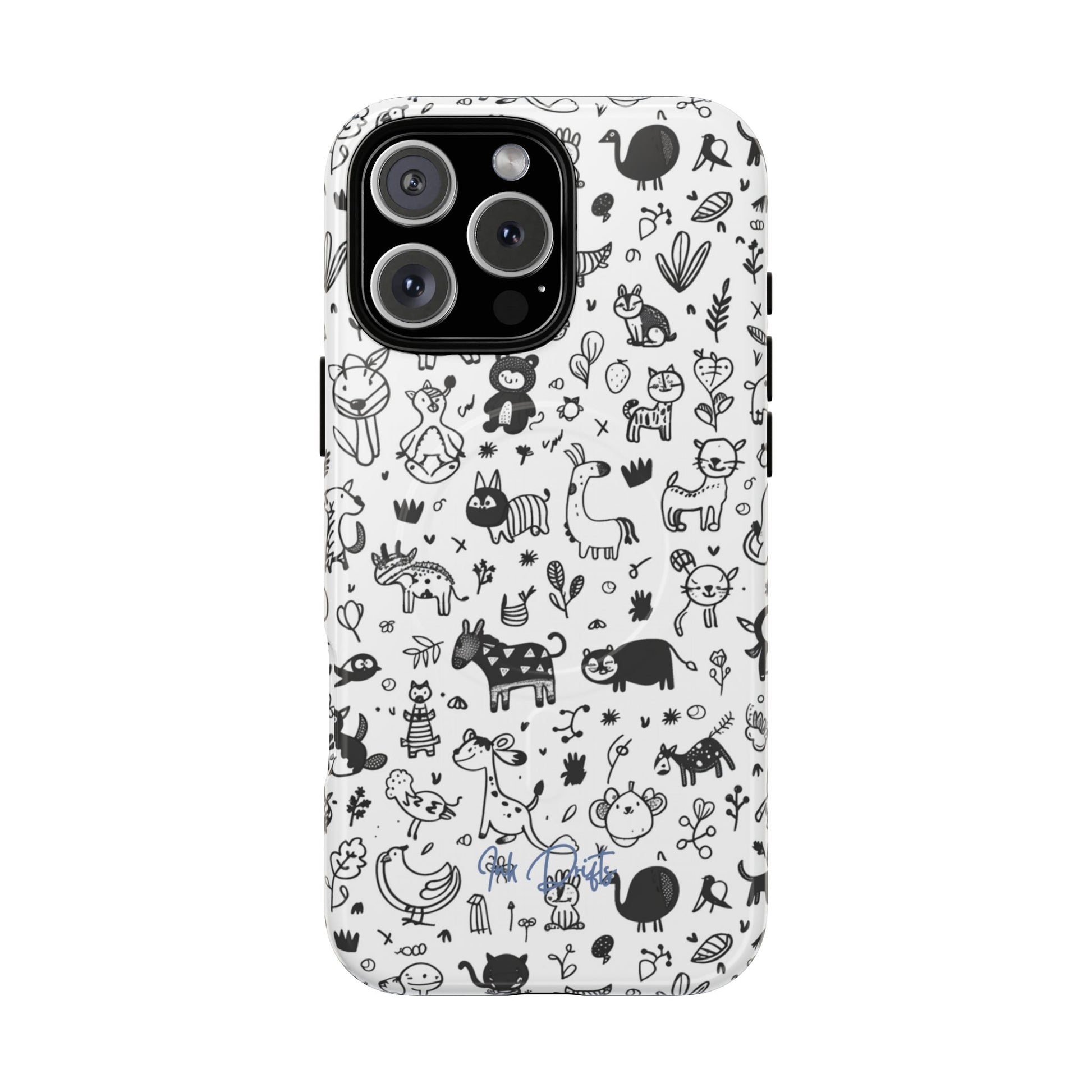 iPhone 16 Pro Max Glossy Phone Case - Doodle Zoo | MagSafe iPhone Case