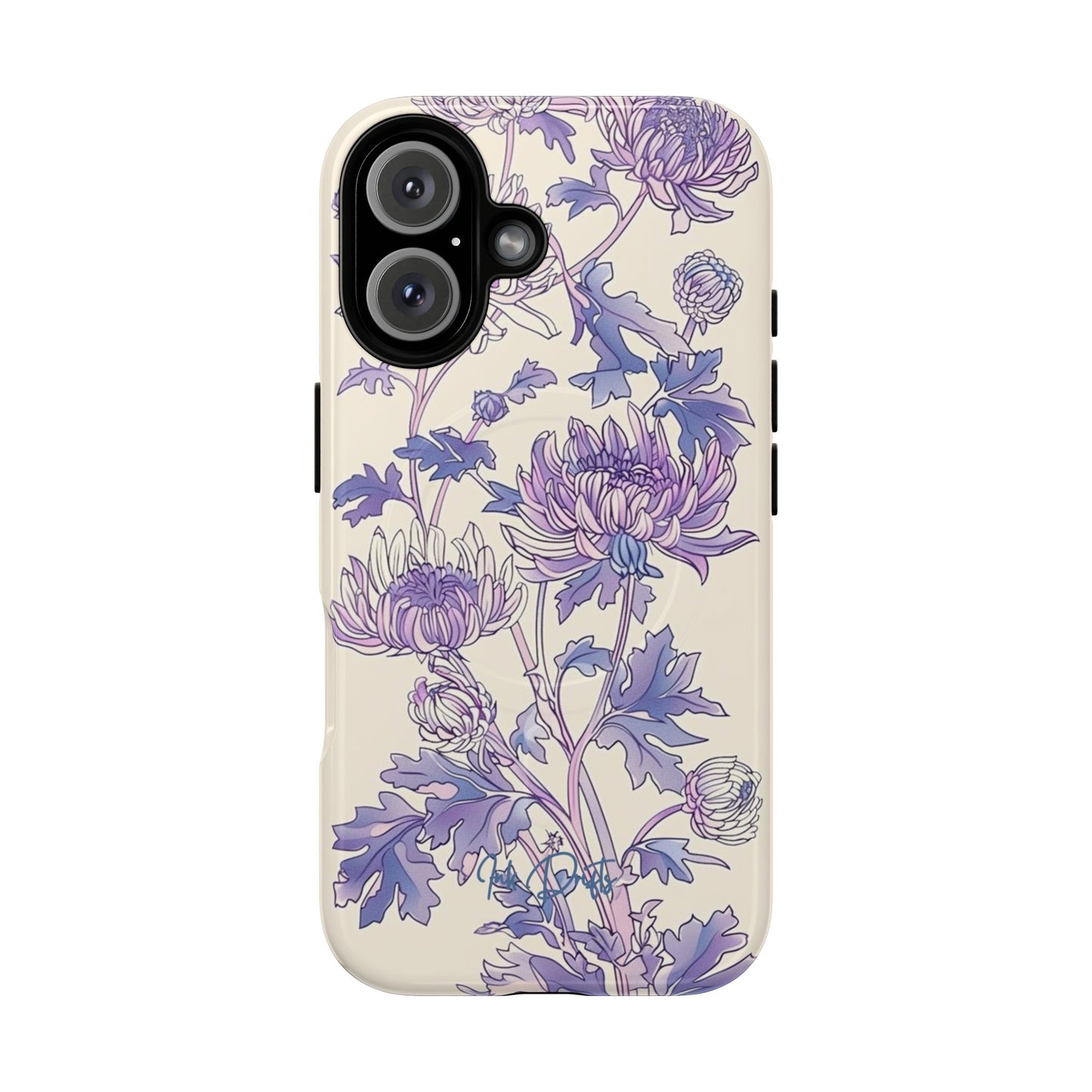 iPhone 16 Glossy Phone Case - Lavender Bloom | MagSafe iPhone Case