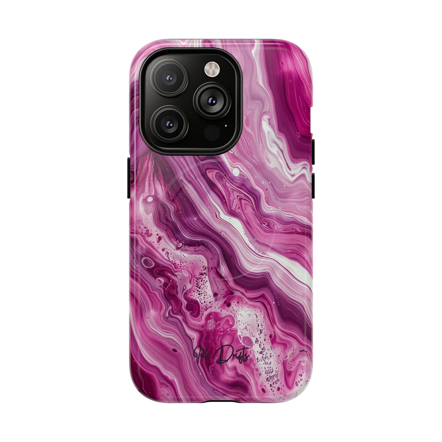 iPhone 14 Pro Glossy Phone Case - Pink Marble | MagSafe iPhone Case