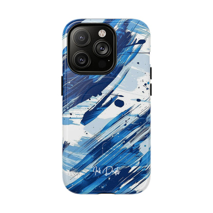 iPhone 14 Pro Glossy Phone Case - Azure Strokes | MagSafe iPhone Case