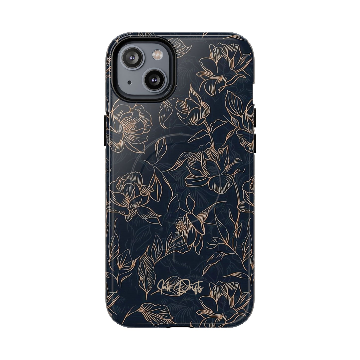 iPhone 14 Plus Glossy Phone Case - Golden Elegance | MagSafe iPhone Case