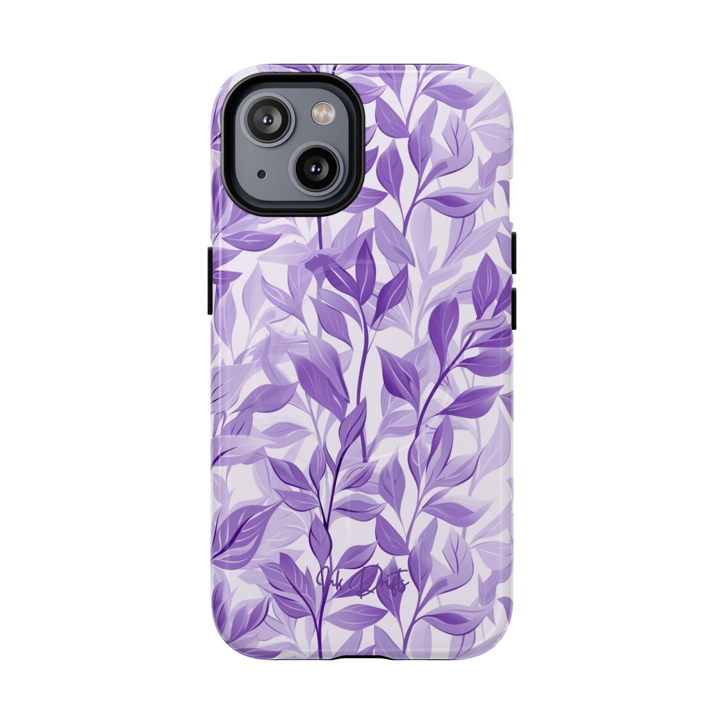 iPhone 14 Glossy Phone Case - Lavender Leaves | MagSafe iPhone Case