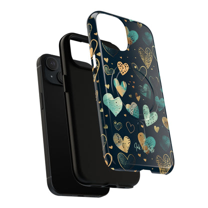 Phone Case - Golden Hearts | MagSafe iPhone Case