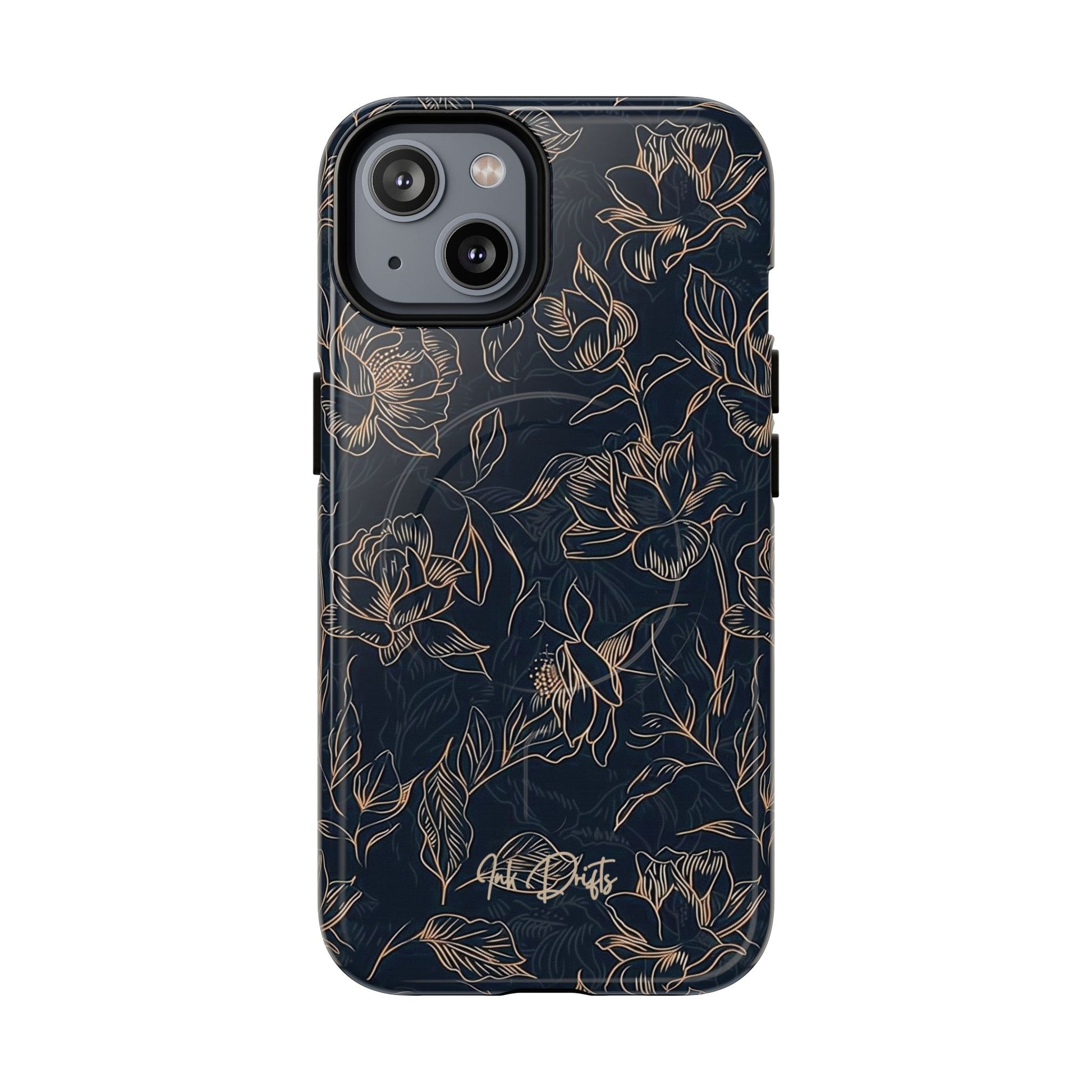 iPhone 14 Glossy Phone Case - Golden Elegance | MagSafe iPhone Case