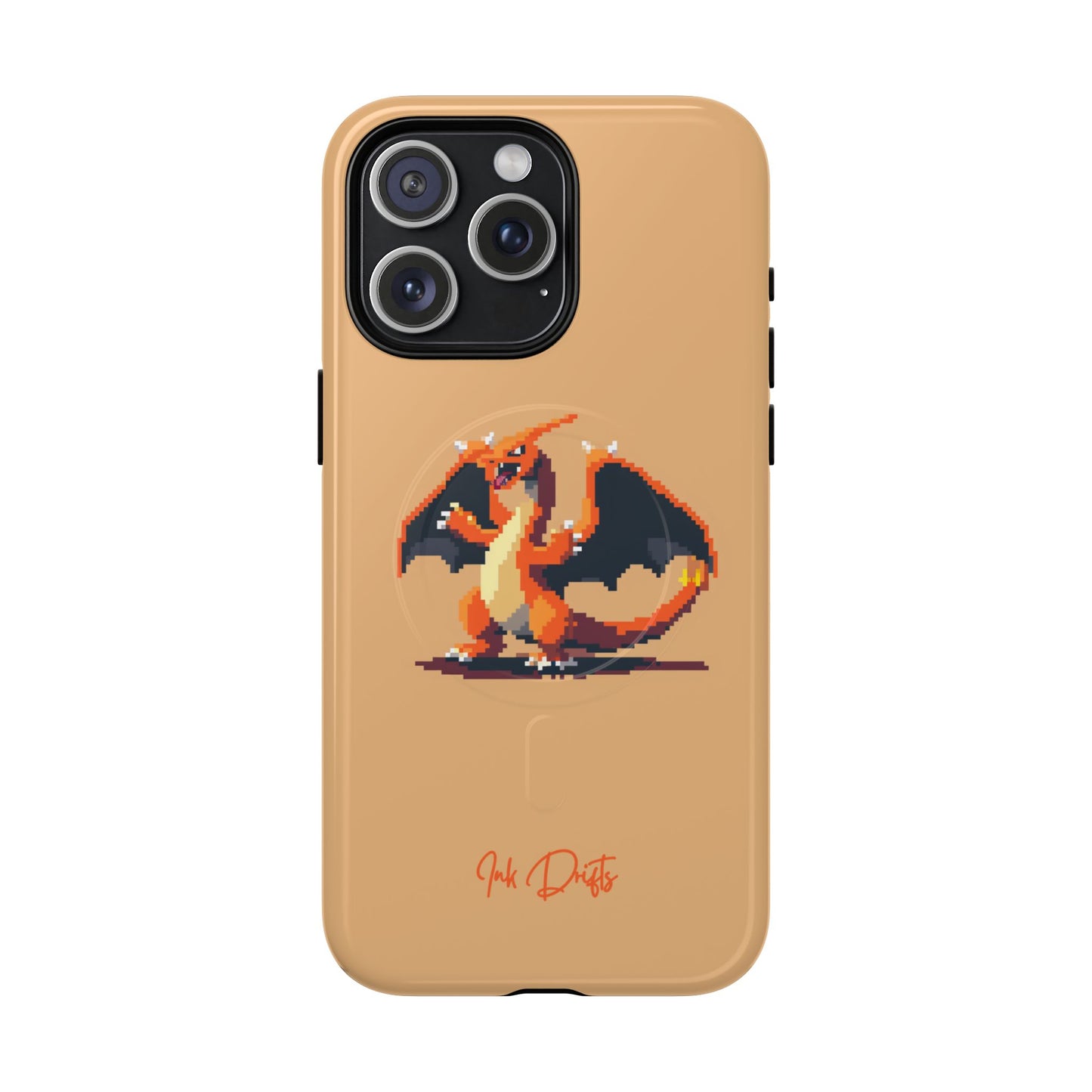 iPhone 15 Pro Max Glossy Phone Case - Pixel Charizard | MagSafe iPhone Case