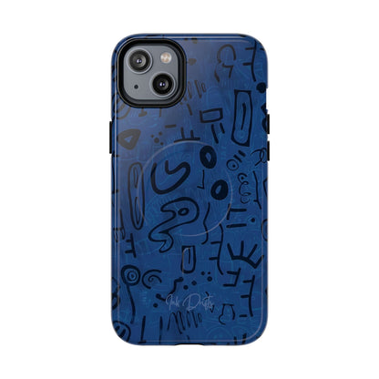 iPhone 14 Plus Glossy Phone Case - Nocturnal Scribbles | MagSafe iPhone Case