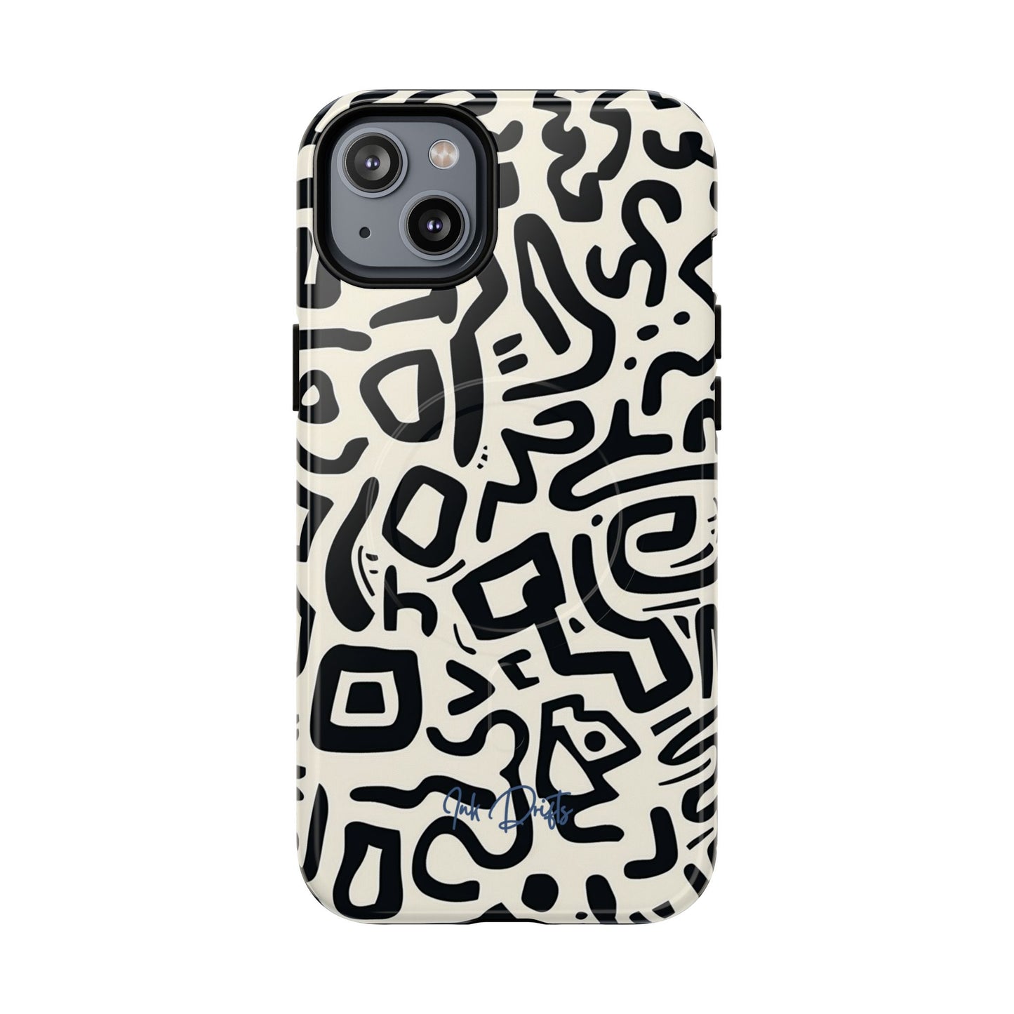 iPhone 14 Plus Glossy Phone Case - Abstract Doodle | MagSafe iPhone Case