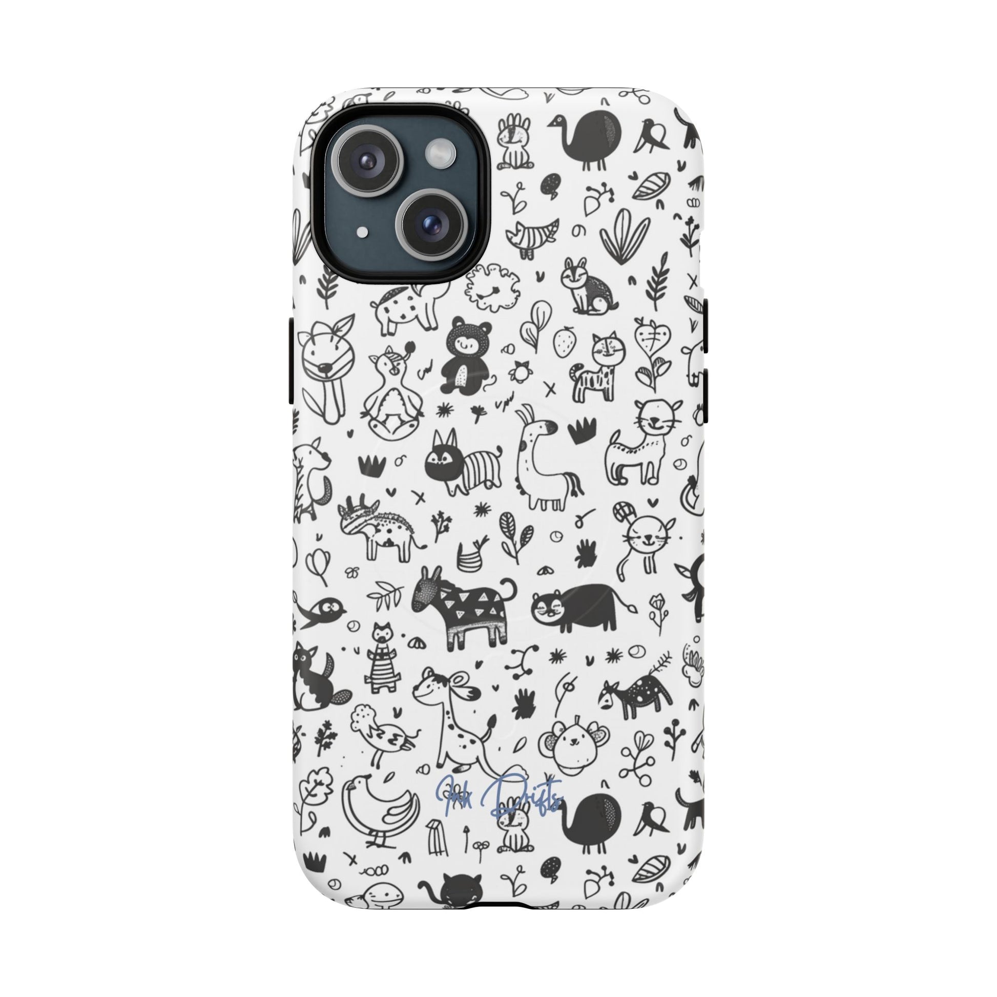 iPhone 15 Plus Matte Phone Case - Doodle Zoo | MagSafe iPhone Case