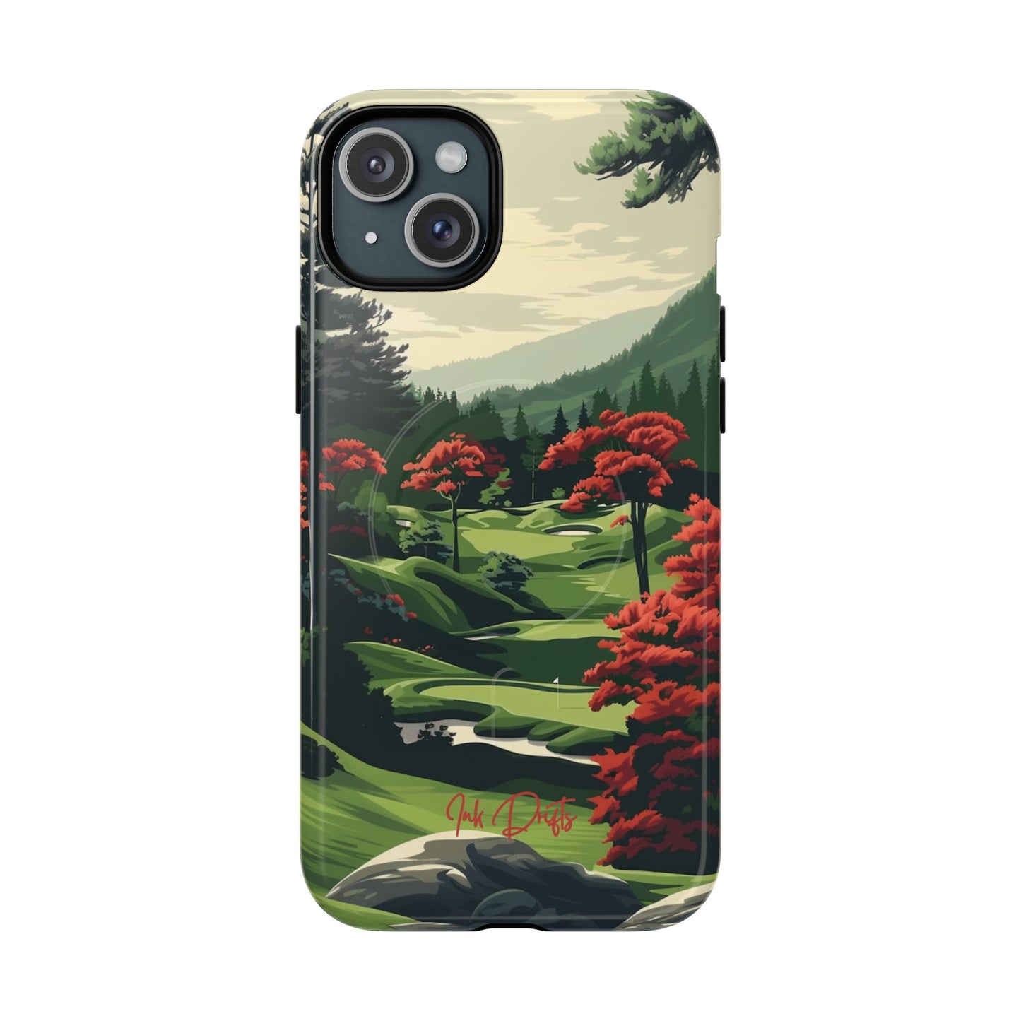 iPhone 15 Plus Glossy Phone Case - Tranquil Hills | MagSafe iPhone Case