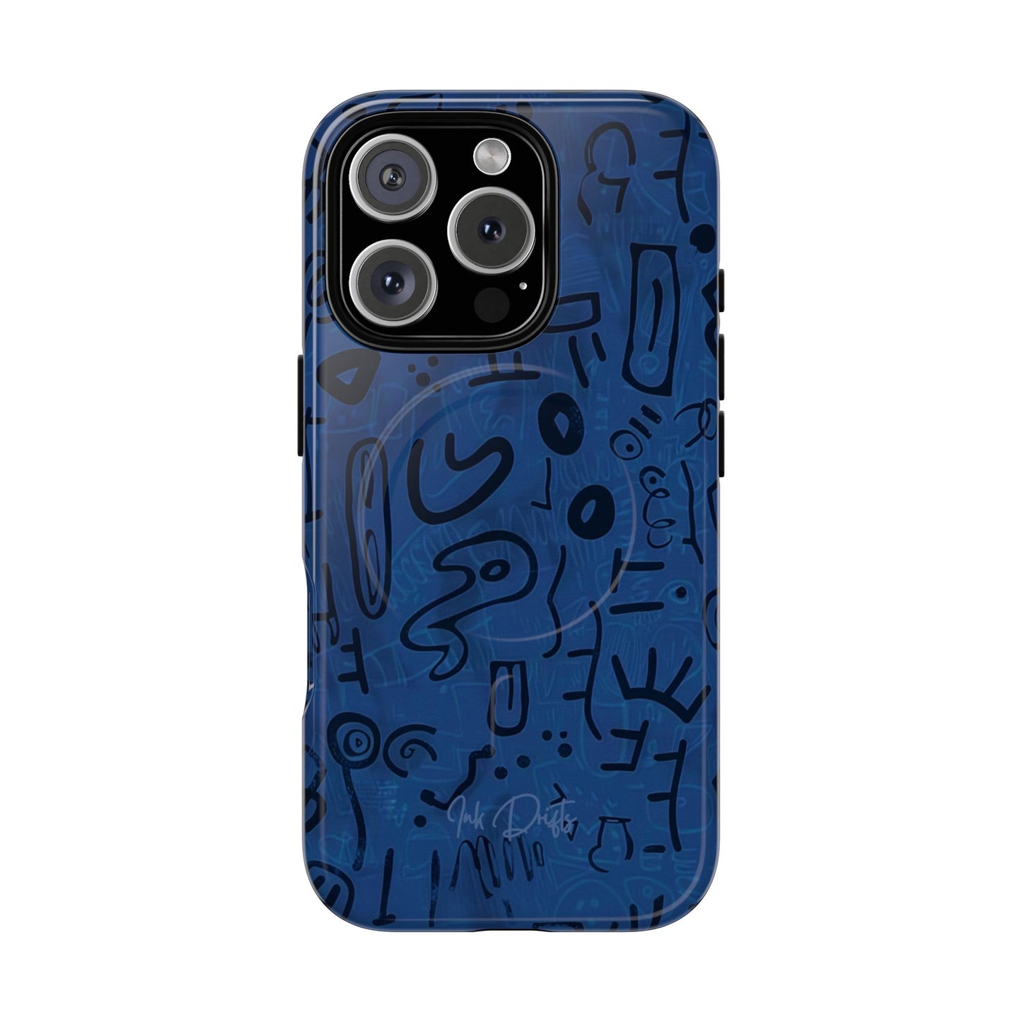 iPhone 16 Pro Glossy Phone Case - Nocturnal Scribbles | MagSafe iPhone Case