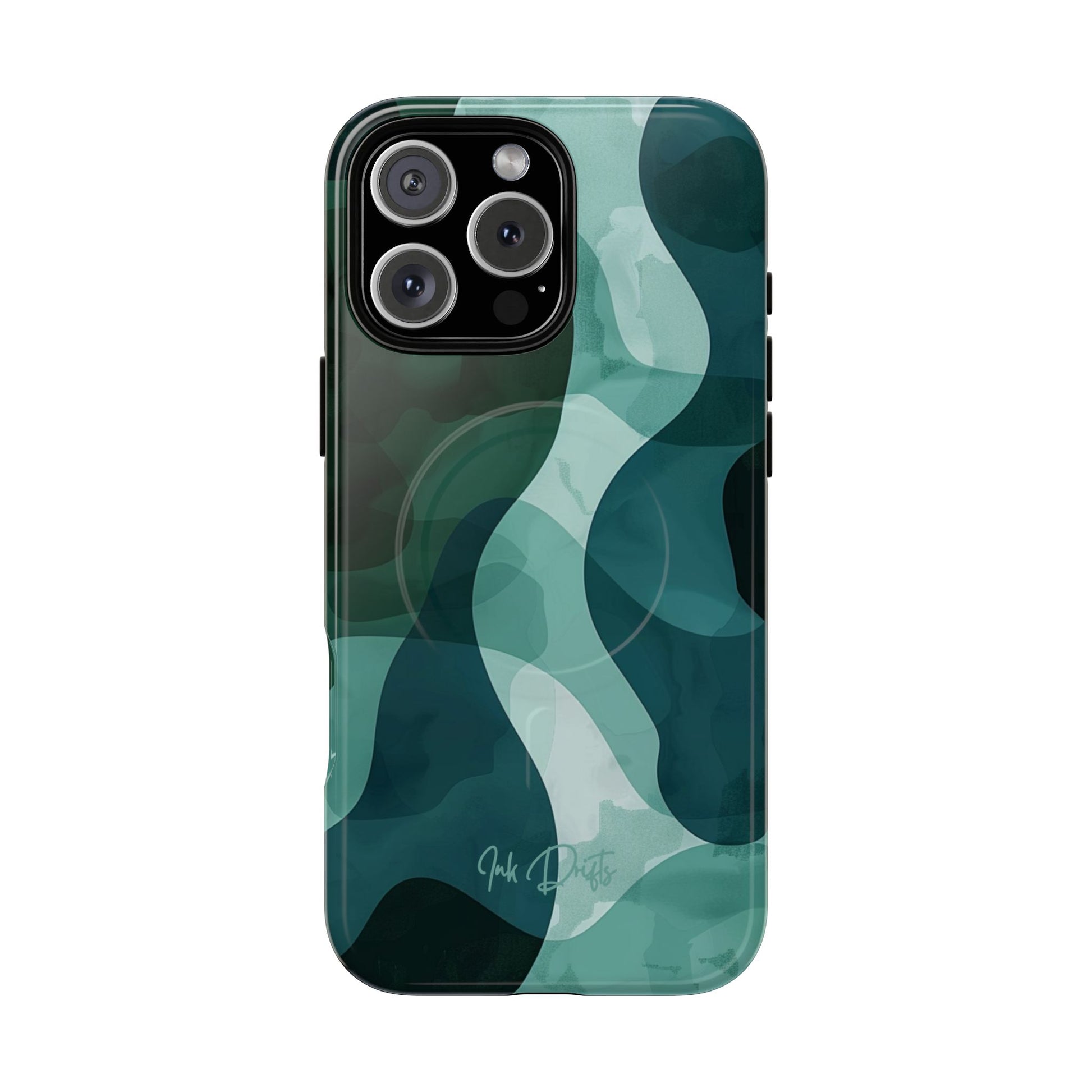 iPhone 16 Pro Max Glossy Phone Case - Verdant Waves | MagSafe iPhone Case