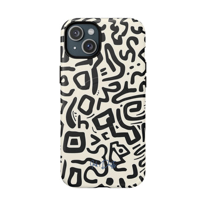 iPhone 15 Plus Matte Phone Case - Abstract Doodle | MagSafe iPhone Case