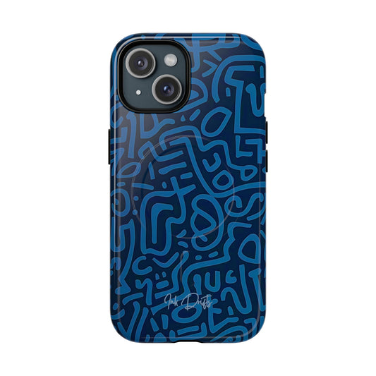 iPhone 15 Glossy Phone Case - Azure Labyrinth | MagSafe iPhone Case