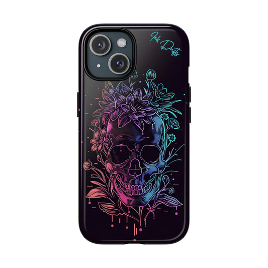 iPhone 15 Glossy Phone Case - Neon Skull | MagSafe iPhone Case