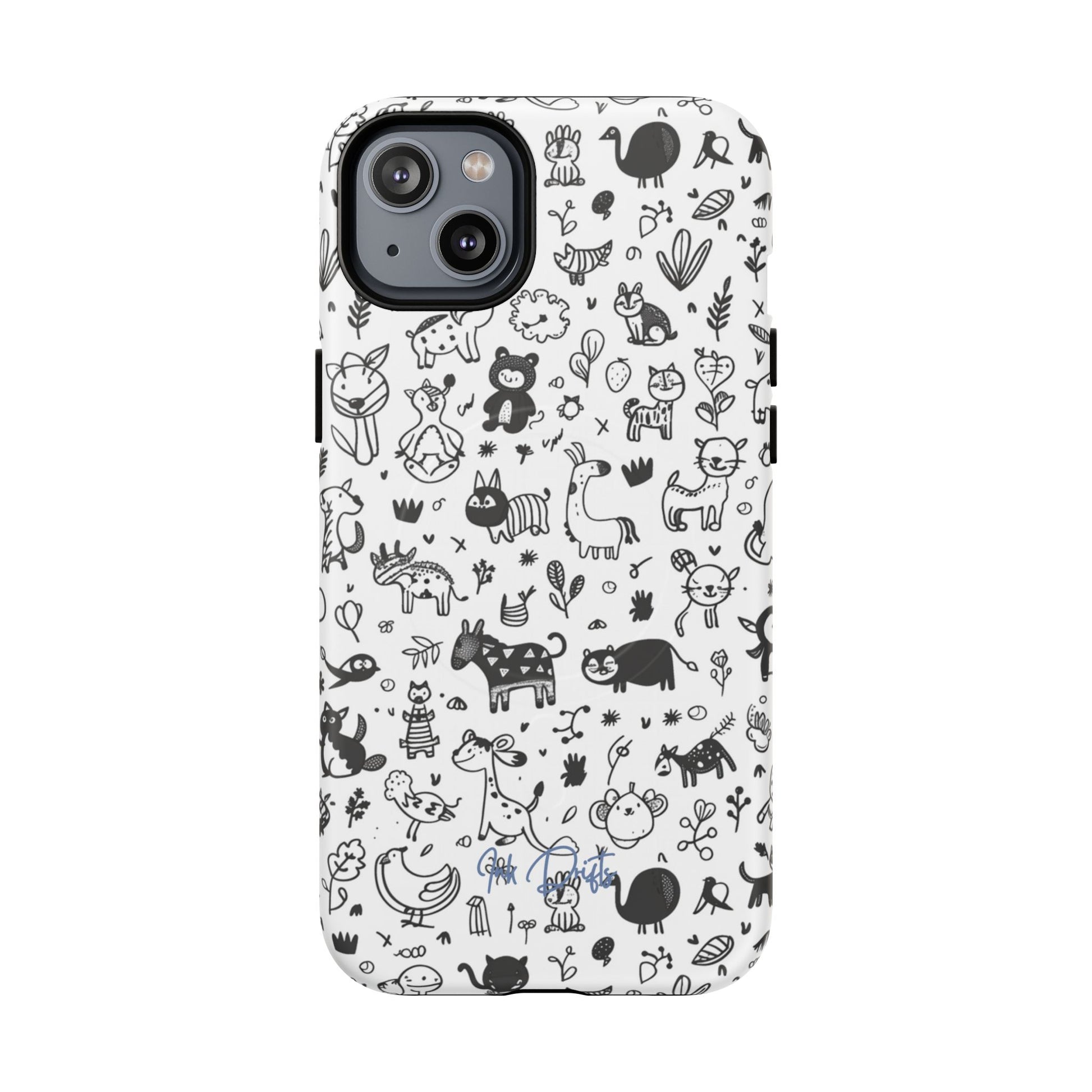 iPhone 14 Plus Matte Phone Case - Doodle Zoo | MagSafe iPhone Case