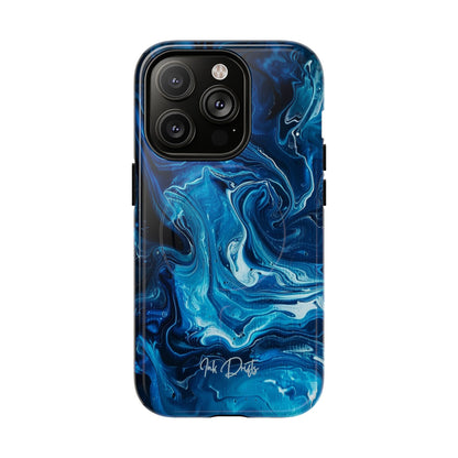 iPhone 14 Pro Glossy Phone Case - Blue Swirl | MagSafe iPhone Case