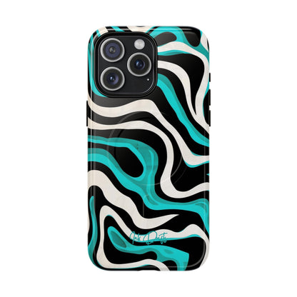 iPhone 15 Pro Max Glossy Phone Case - Aqua Strata | MagSafe iPhone Case