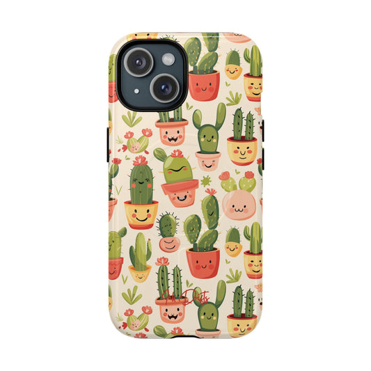 iPhone 15 Glossy Phone Case - Cactus Joy | MagSafe iPhone Case