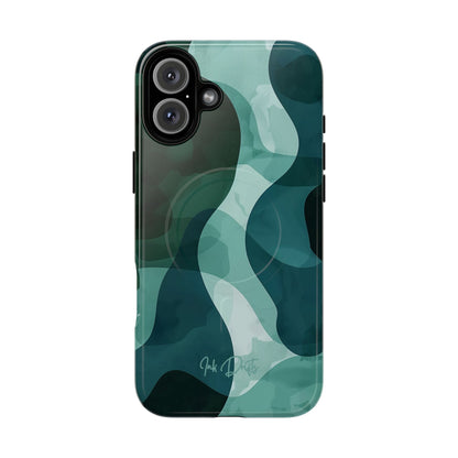 iPhone 16 Plus Glossy Phone Case - Verdant Waves | MagSafe iPhone Case