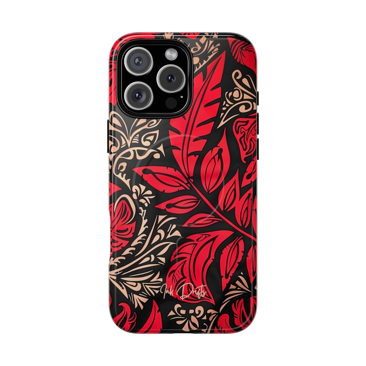 iPhone 16 Pro Max Glossy Phone Case - Crimson Foliage | MagSafe iPhone Case