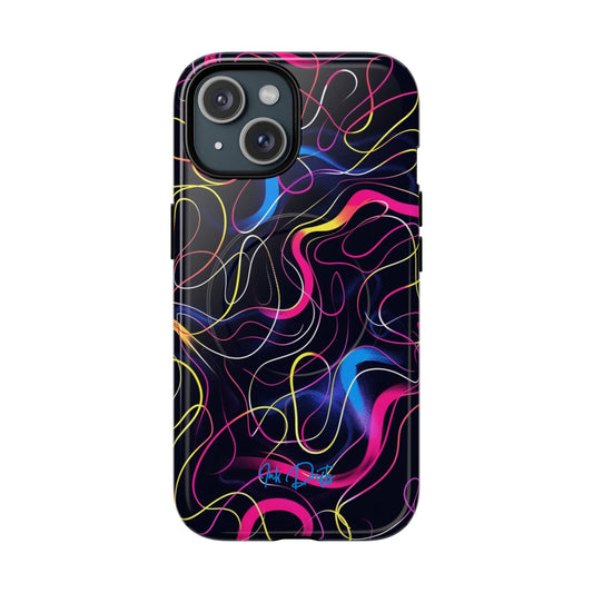 iPhone 15 Glossy Phone Case - Neon Tangles | MagSafe iPhone Case