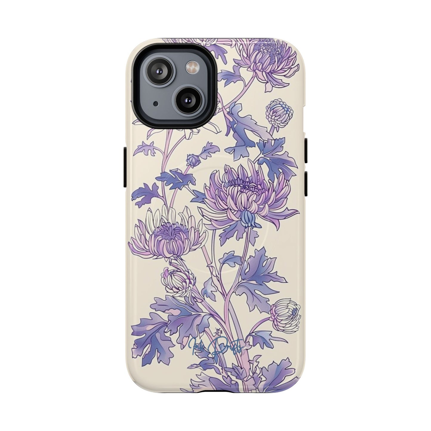 iPhone 14 Glossy Phone Case - Lavender Bloom | MagSafe iPhone Case