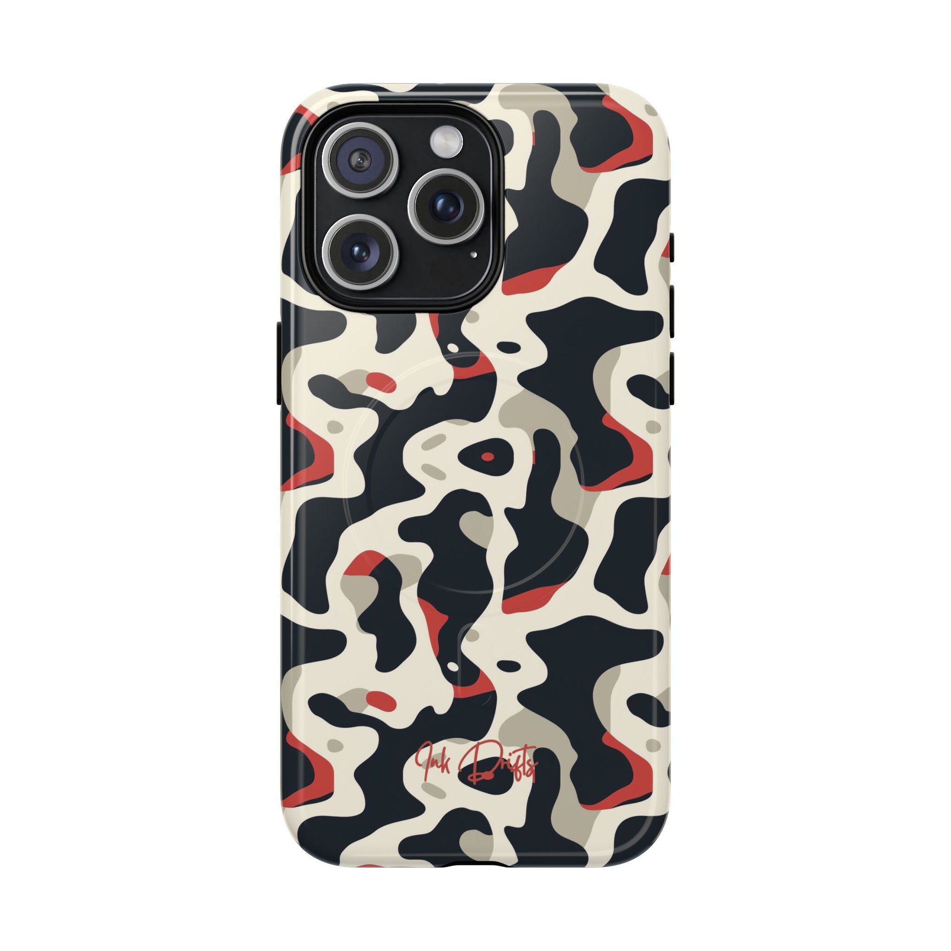 iPhone 15 Pro Max Glossy Phone Case - Cream Red Camo | MagSafe iPhone Case