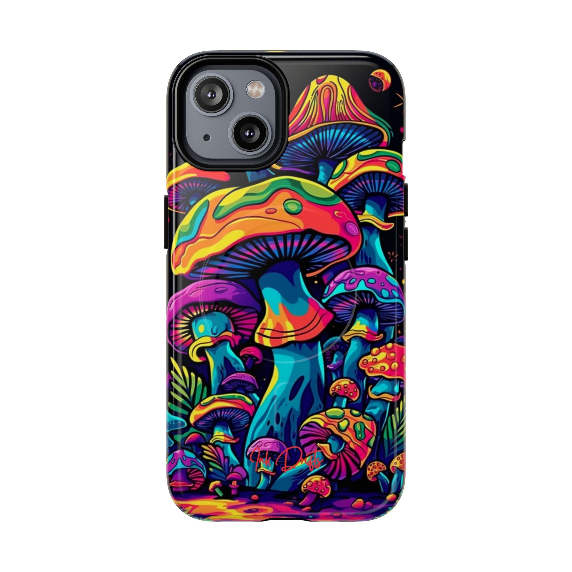 iPhone 14 Glossy Phone Case - Psychedelic Fungi | MagSafe iPhone Case