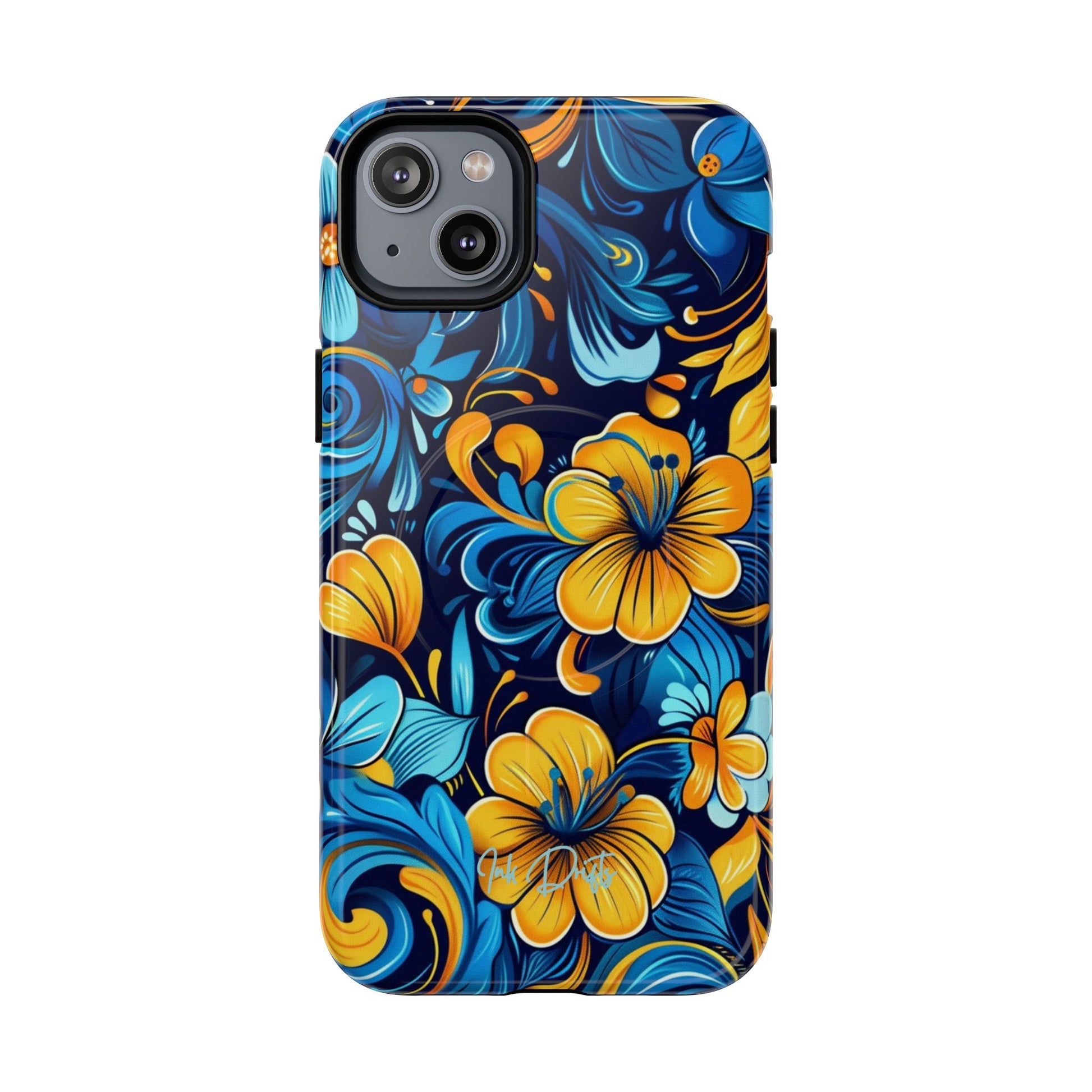 iPhone 14 Plus Glossy Phone Case - Floral Fusion | MagSafe iPhone Case