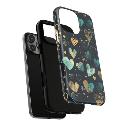 Phone Case - Golden Hearts | MagSafe iPhone Case